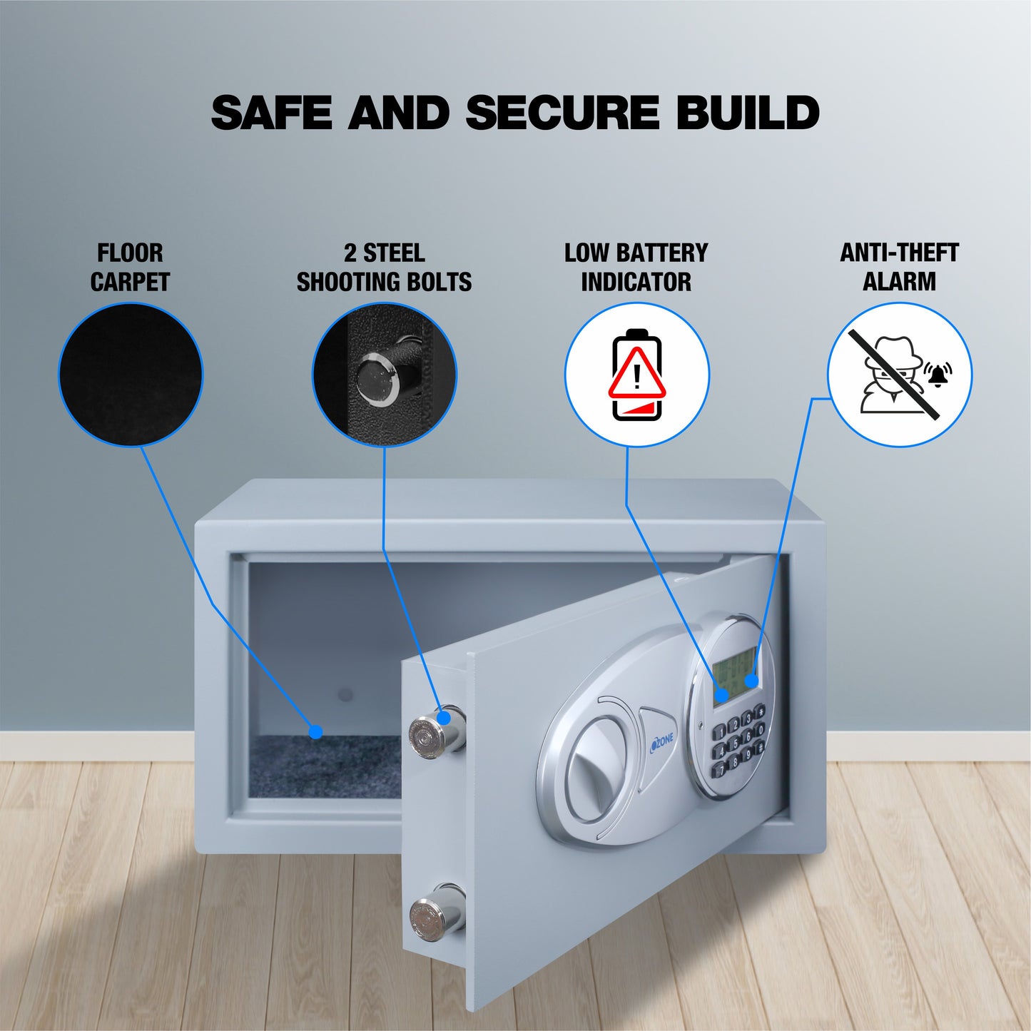 Ozone Cabinet Safe for Homes & Offices | 2-way Access | Password & Emergency Key (Black & Grey, 9.2 Ltrs.)