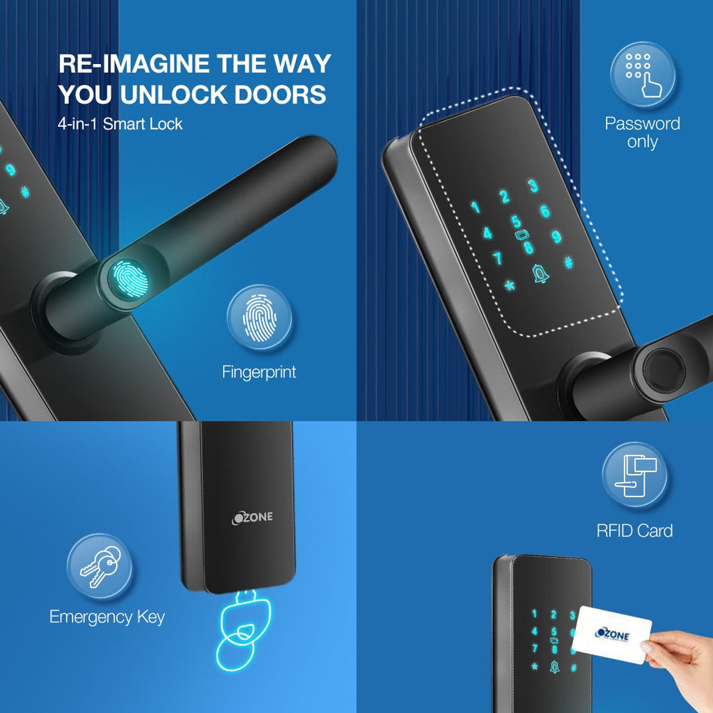 Ozone Morphy Lite Smart Door Lock with 3-way access | Door Thickness: 35-80 mm - Ozone Group