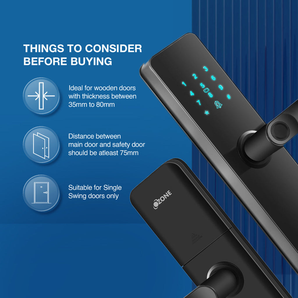 Ozone Morphy Lite Smart Door Lock with 3-way access | Door Thickness: 35-80 mm - Ozone Group