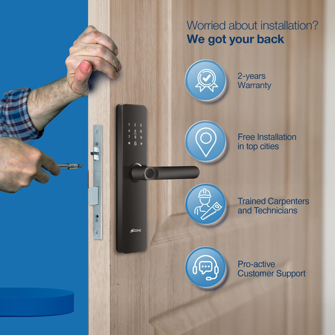 Ozone Morphy Lite Smart Door Lock with 3-way access | Door Thickness: 35-80 mm - Ozone Group