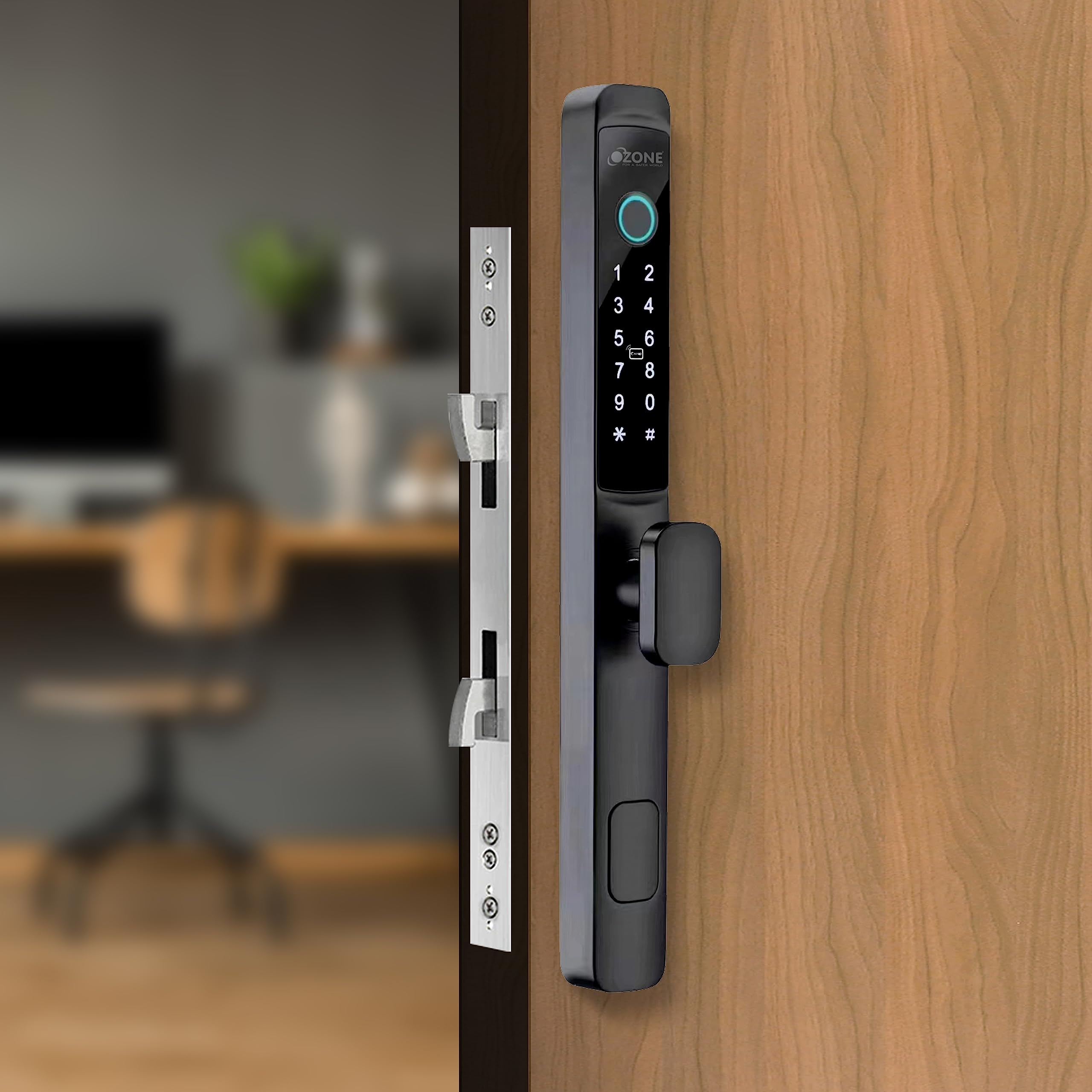 Ozone Narrow Style Wi-Fi Smart Door Lock with 4-way access for Swing & Sliding Doors | Door Thickness: 35-80 mm - Ozone Group
