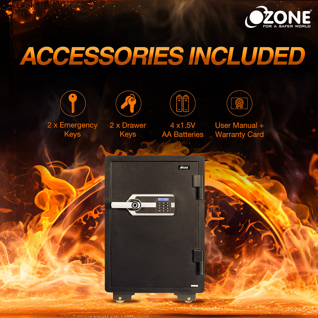 Ozone Fire Warrior- 77 | Biometric Fire-resistant Safe | 67 Litres