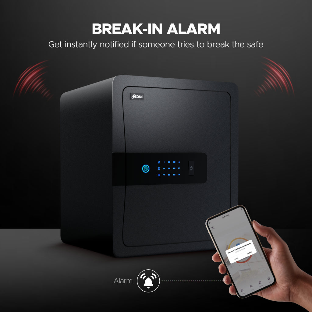 Ozone 45 Litres Wi-Fi Safe Locker for Home & Office – Fingerprint Lock, 3-in-1 Unlocking (OzoLife App, Fingerprint & Password), Size: 450H x 380W x 320D mm, Weight: 18kg, 2-Year Warranty