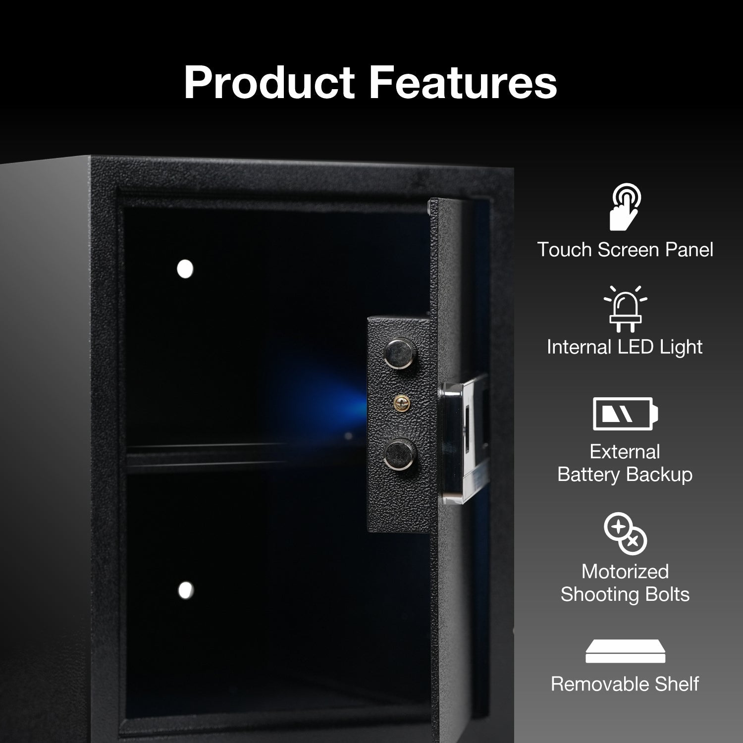 Ozone 40 Litres Wi-Fi Safe Locker for Home & Office – Fingerprint Lock, 3-in-1 Unlocking (OzoLife App, Fingerprint & Password), Size: 420H x 350W x 360D mm, Weight: 16.6kg, 2-Year Warranty - Ozone Group