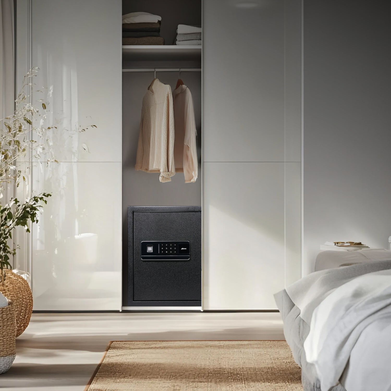 Ozone 40 Litres Wi-Fi Safe Locker for Home & Office – Fingerprint Lock, 3-in-1 Unlocking (OzoLife App, Fingerprint & Password), Size: 420H x 350W x 360D mm, Weight: 16.6kg, 2-Year Warranty - Ozone Group