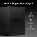 Ozone 55 Litres Wi-Fi Safe Locker for Home & Office – Fingerprint Lock, 3-in-1 Unlocking (OzoLife App, Fingerprint & Password), Size: 555H x 350W x 360D mm, Weight: 24.7kg, 2-Year Warranty - Ozone Group