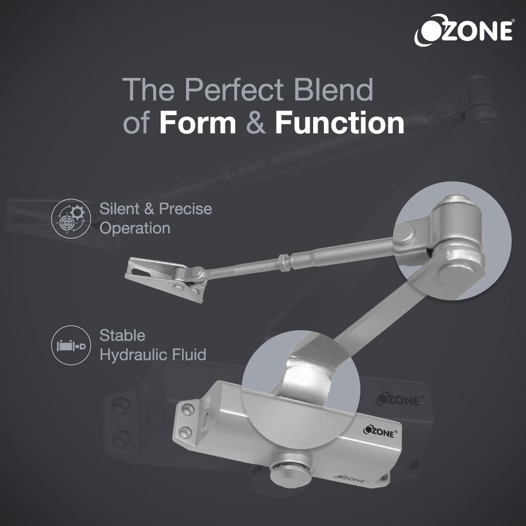 Ozone Rack and Pinion Overhead Door Closer | Closing Force EN 3 | Weight Capacity: Up to 60 kg