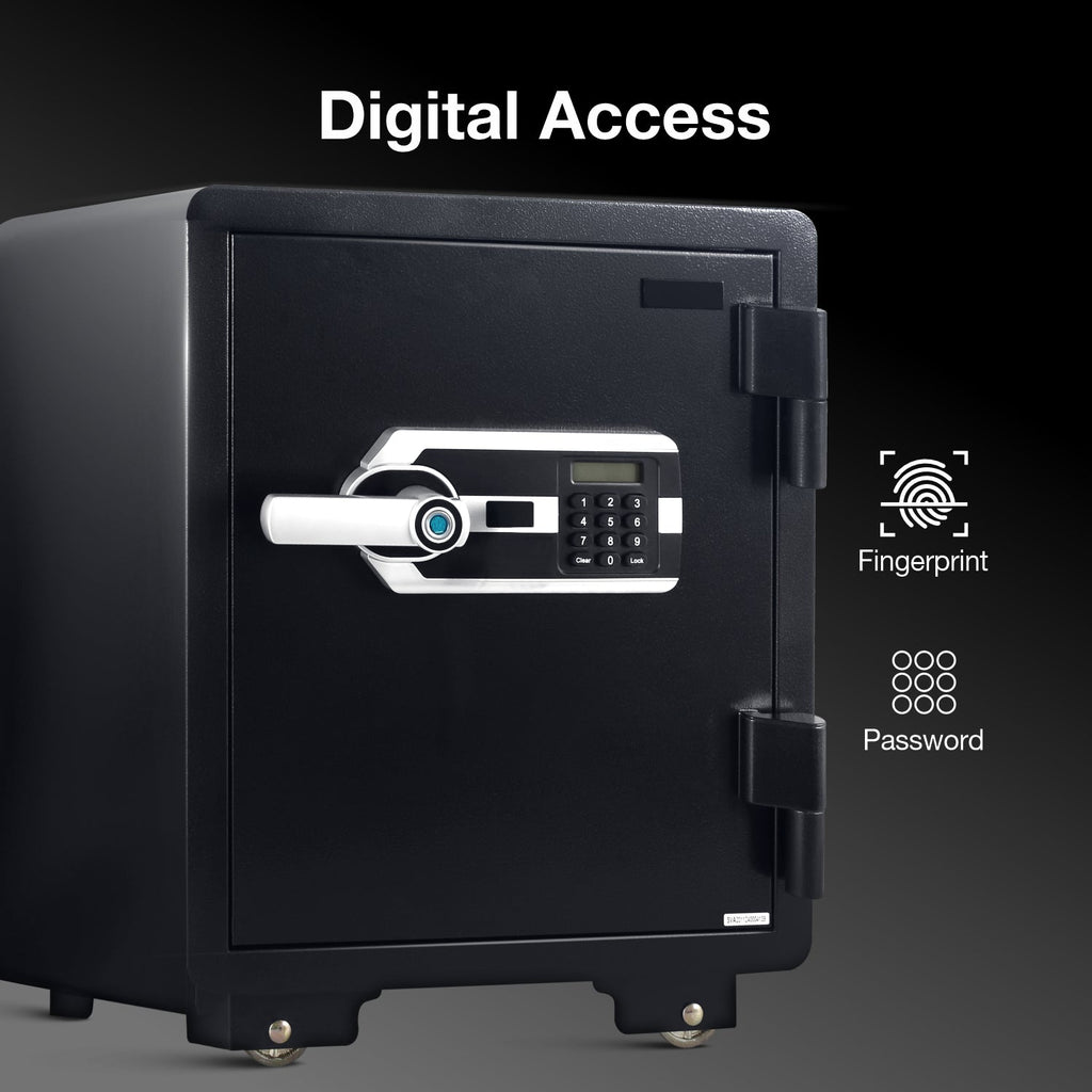 Ozone 40 Litres Fire-resistant Safe Locker for Factories & Warehouses – Fingerprint Lock, 2-in-1 Unlocking (Fingerprint & Password), Size: 595H x 460W x 470D mm, Weight: 76kg, 2-Year Warranty - Ozone Group