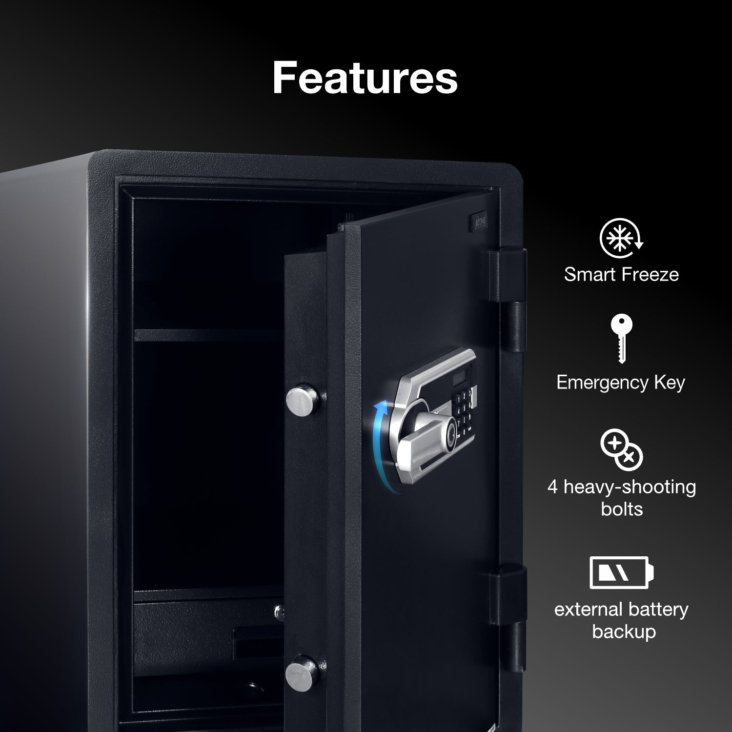 Ozone 67 Litres Fire-resistant Safe Locker for Factories & Warehouses – Fingerprint Lock, 2-in-1 Unlocking (Fingerprint & Password), Size: 765H x 500W x 490D mm, Weight: 108kg, 2-Year Warranty - Ozone Group