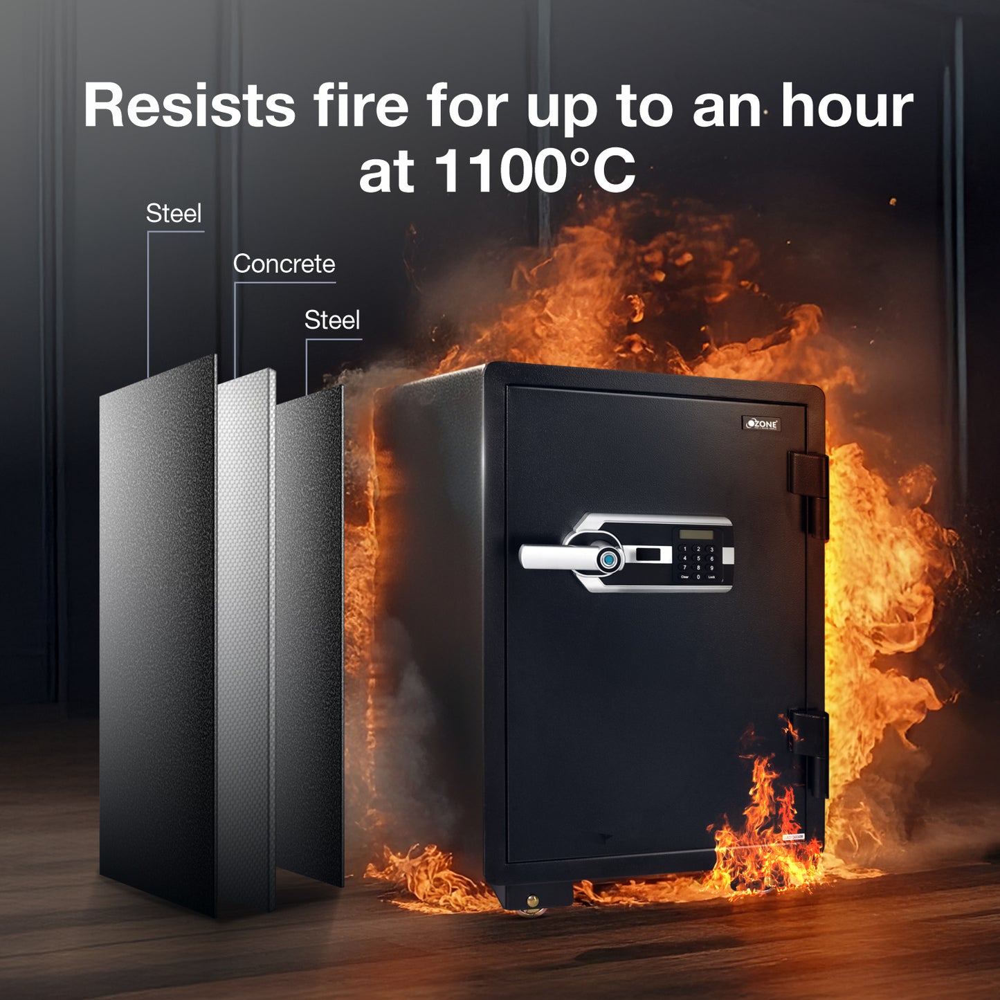 Ozone Fire Warrior- 77 | Biometric Fire-resistant Safe | 67 Litres