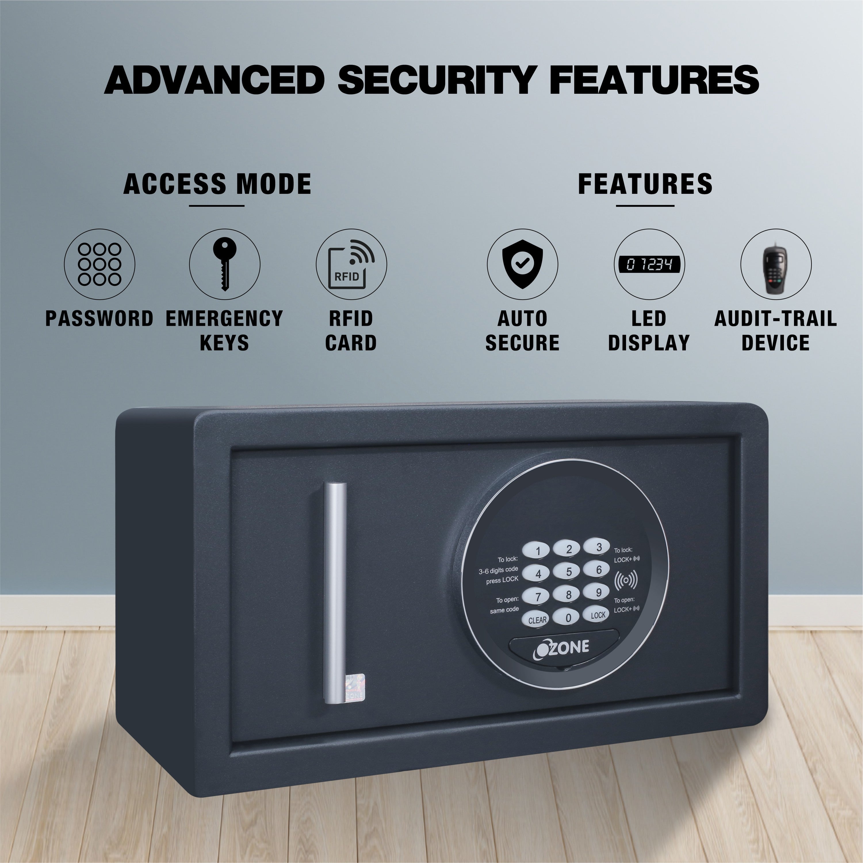 Ozone Jade Black 01 | Digital Safe | 9.8 Litres