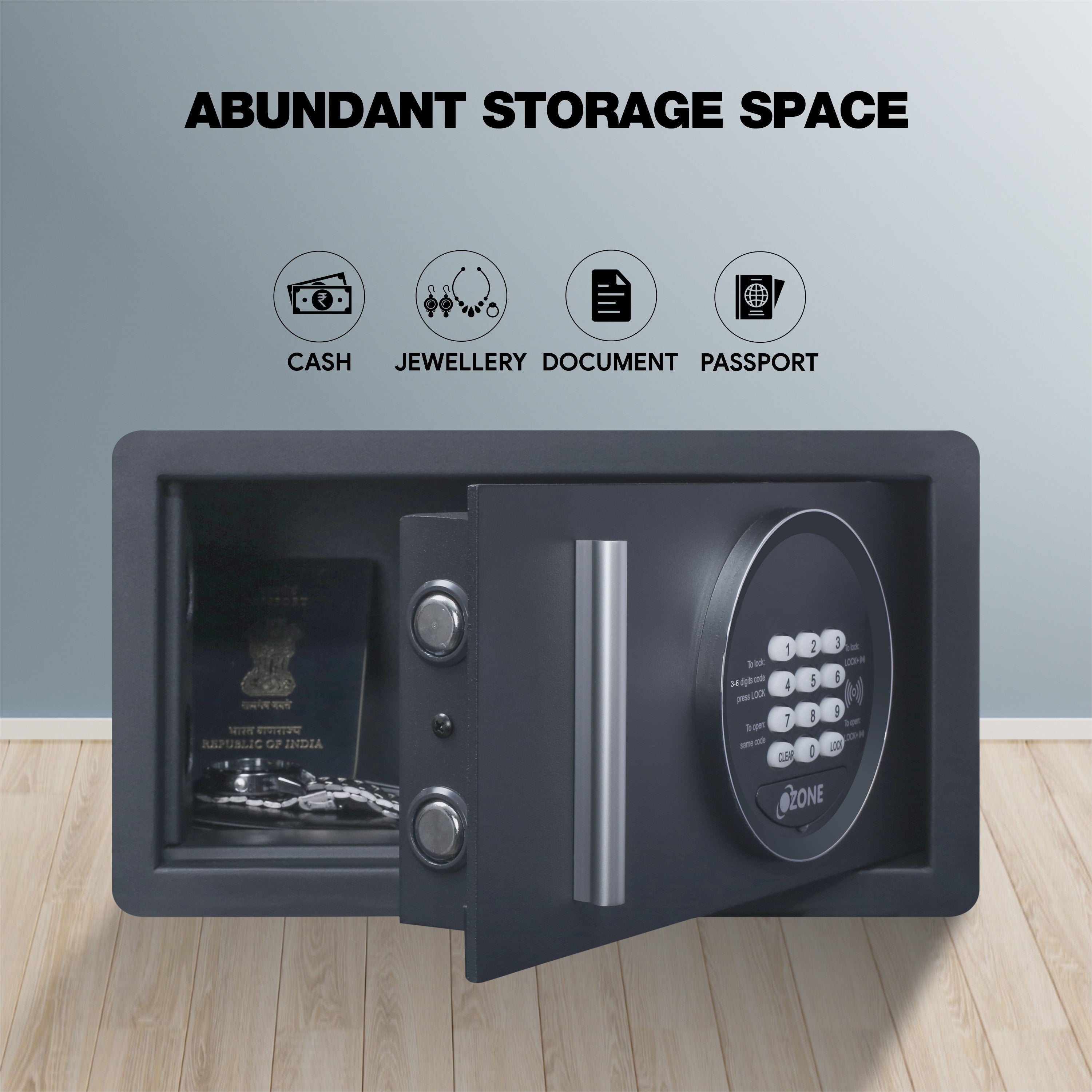 Ozone Jade Black 01 | Digital Safe | 9.8 Litres