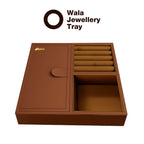 Ozone Jewellery Tray Organizer with Faux Leather & Velvet Lining | Ring, Bracelet, Cash & Accessory Holder | Compatible with Safes, Wardrobes, Bedside Tables & Dressers (Mocha Brown)
