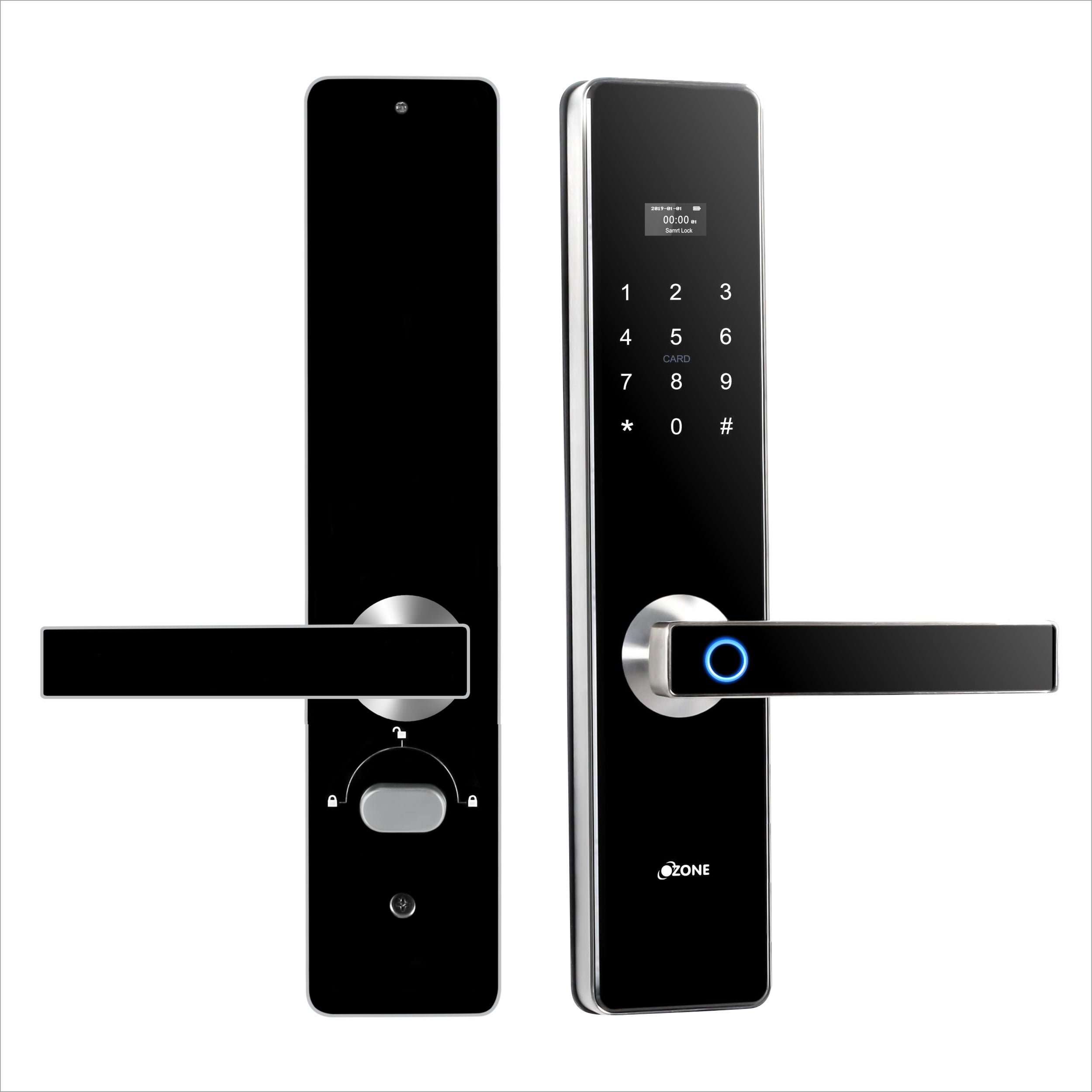 Ozone Morphy Plus Smart Door Lock with 3-way access | Door Thickness: 35-100 mm (Satin Chrome)