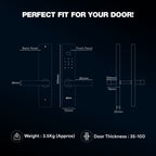 Ozone Morphy Plus Smart Door Lock with 3-way access | Door Thickness: 35-100 mm (Satin Chrome)