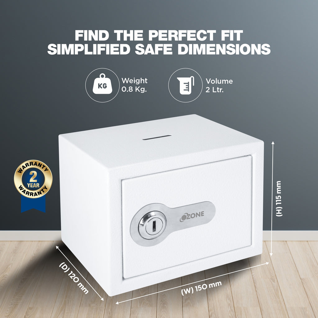 Ozone Money Bank | Manual Safe | 2 Litres (White)