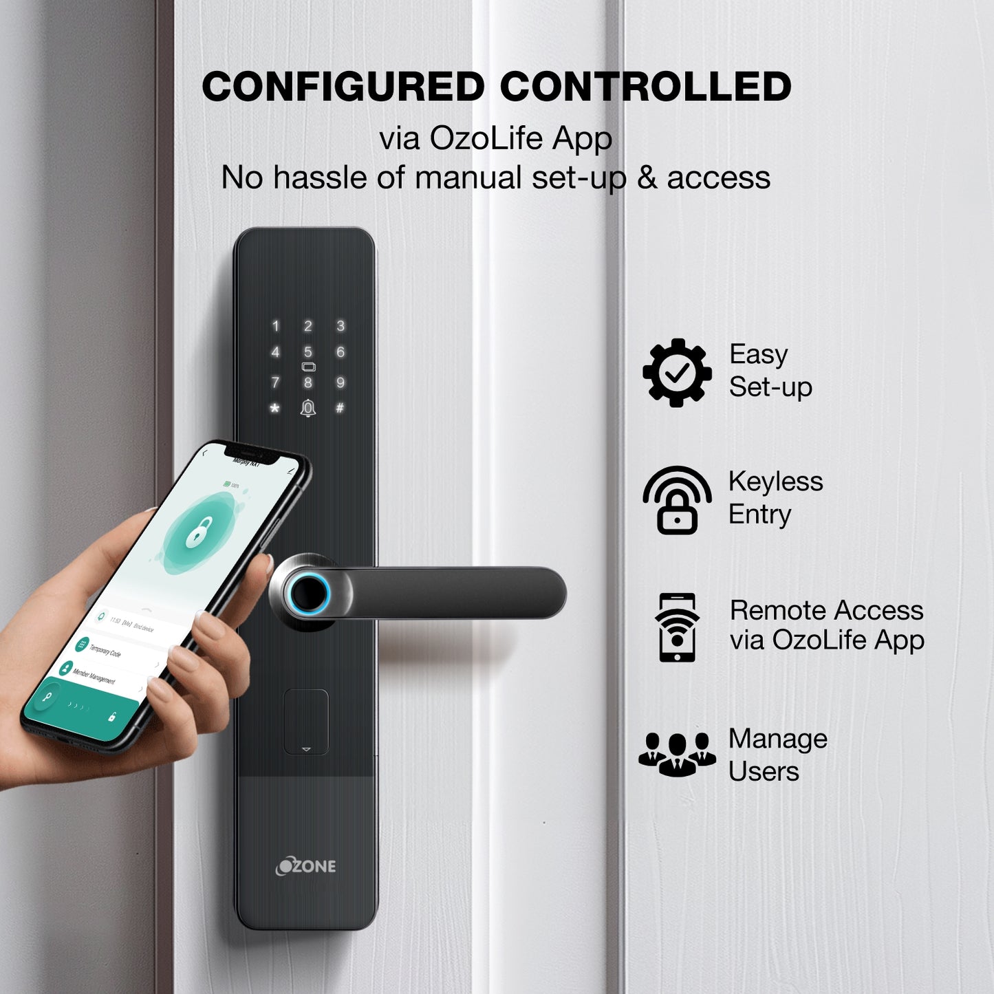 Ozone Morphy NXT Grey Bluetooth Smart Lock With OzoLife Wi-Fi Bridge/Gateway