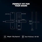 Ozone Morphy M Smart Door Lock with 3-way access | Door Thickness: 35-100 mm (Satin Chrome) - Ozone Group