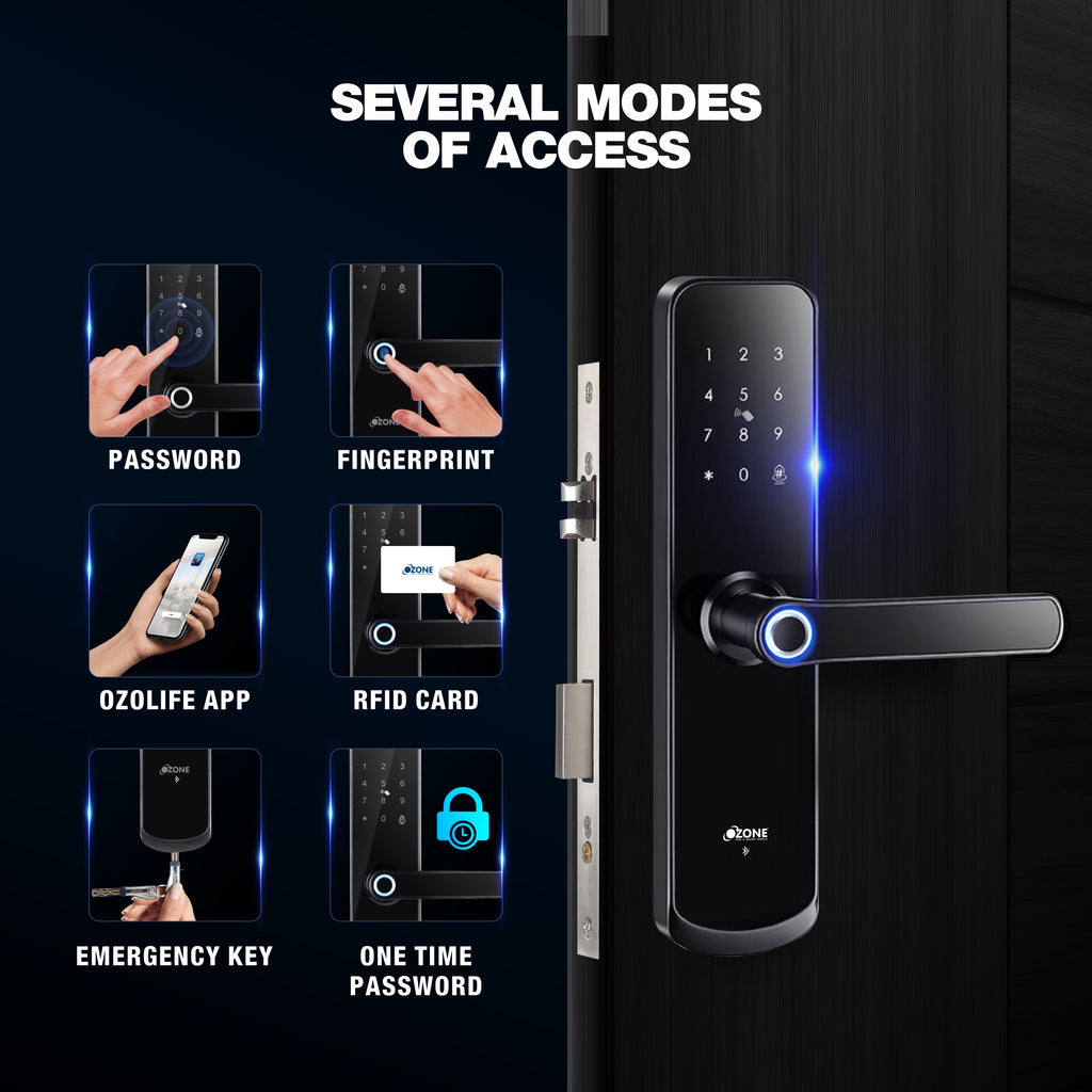 Ozone Morphy Eco Bluetooth Smart Door Lock with 4-way access | Door Thickness: 35-80 mm