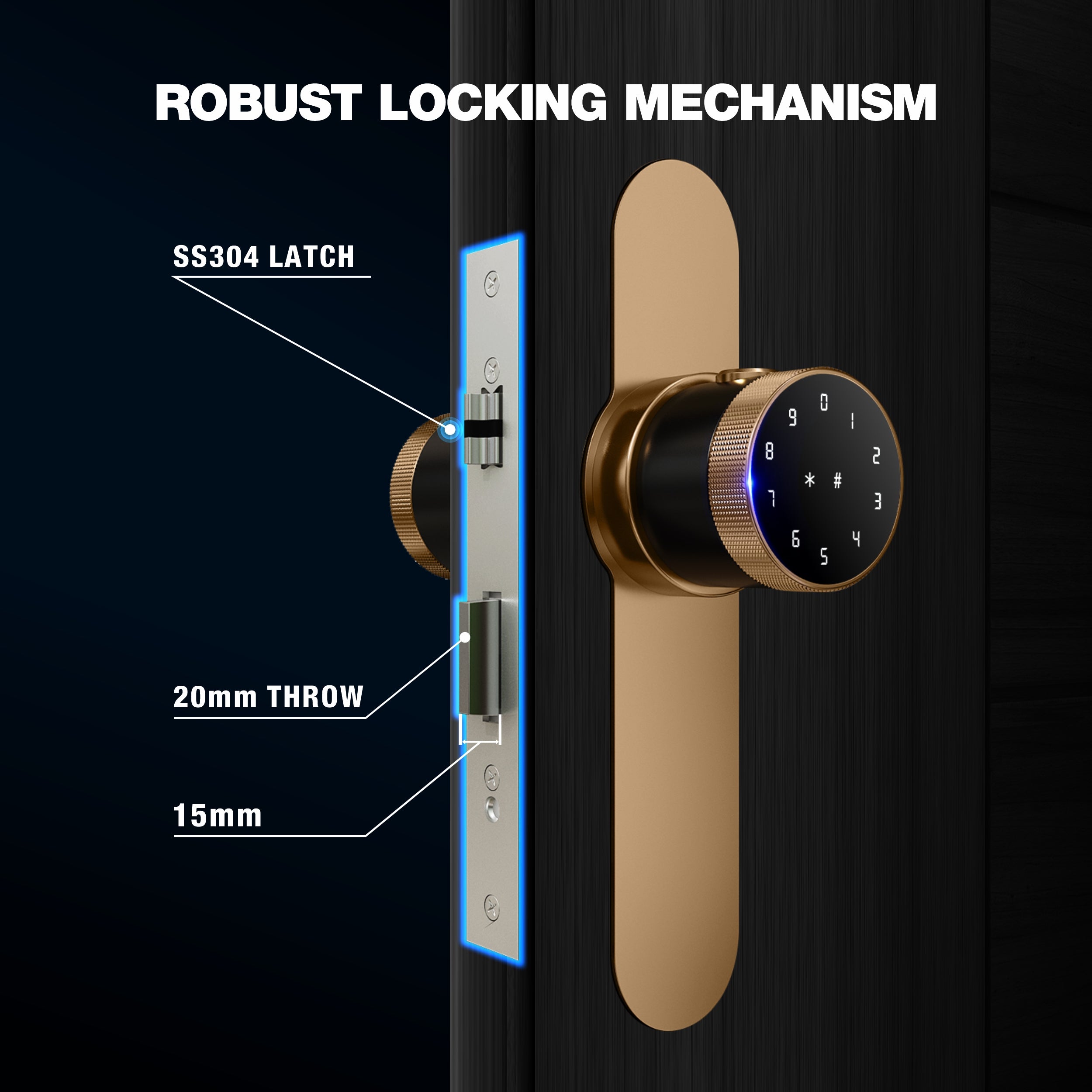 Ozone Oracle Bluetooth Smart Door Lock with Lock Body with 4-way access | Door Thickness: 35-65 mm - Ozone Group