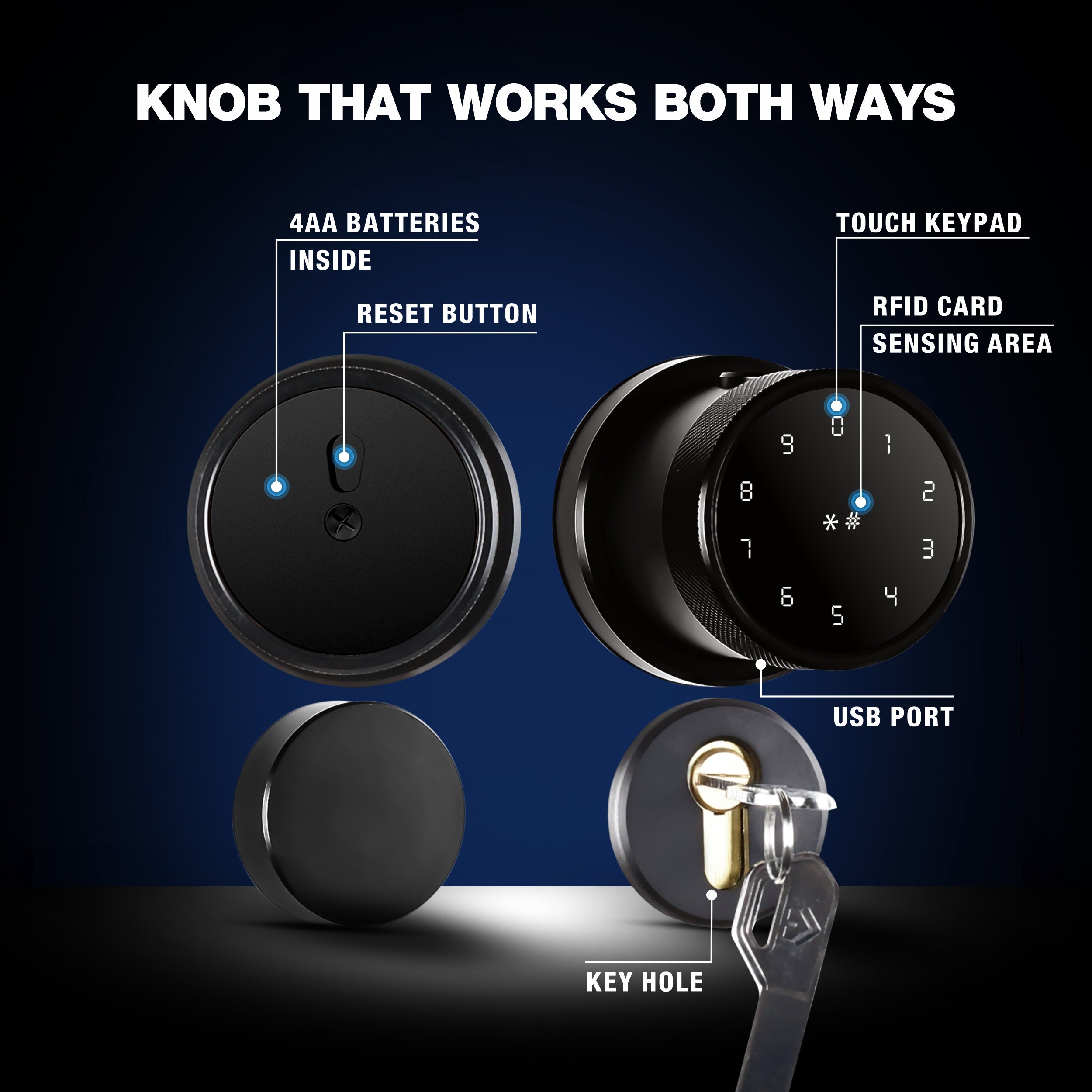 Ozone Oracle Bluetooth Smart Door Lock with Rose Plate with 4-way access | Door Thickness: 35-65 mm - Ozone Group