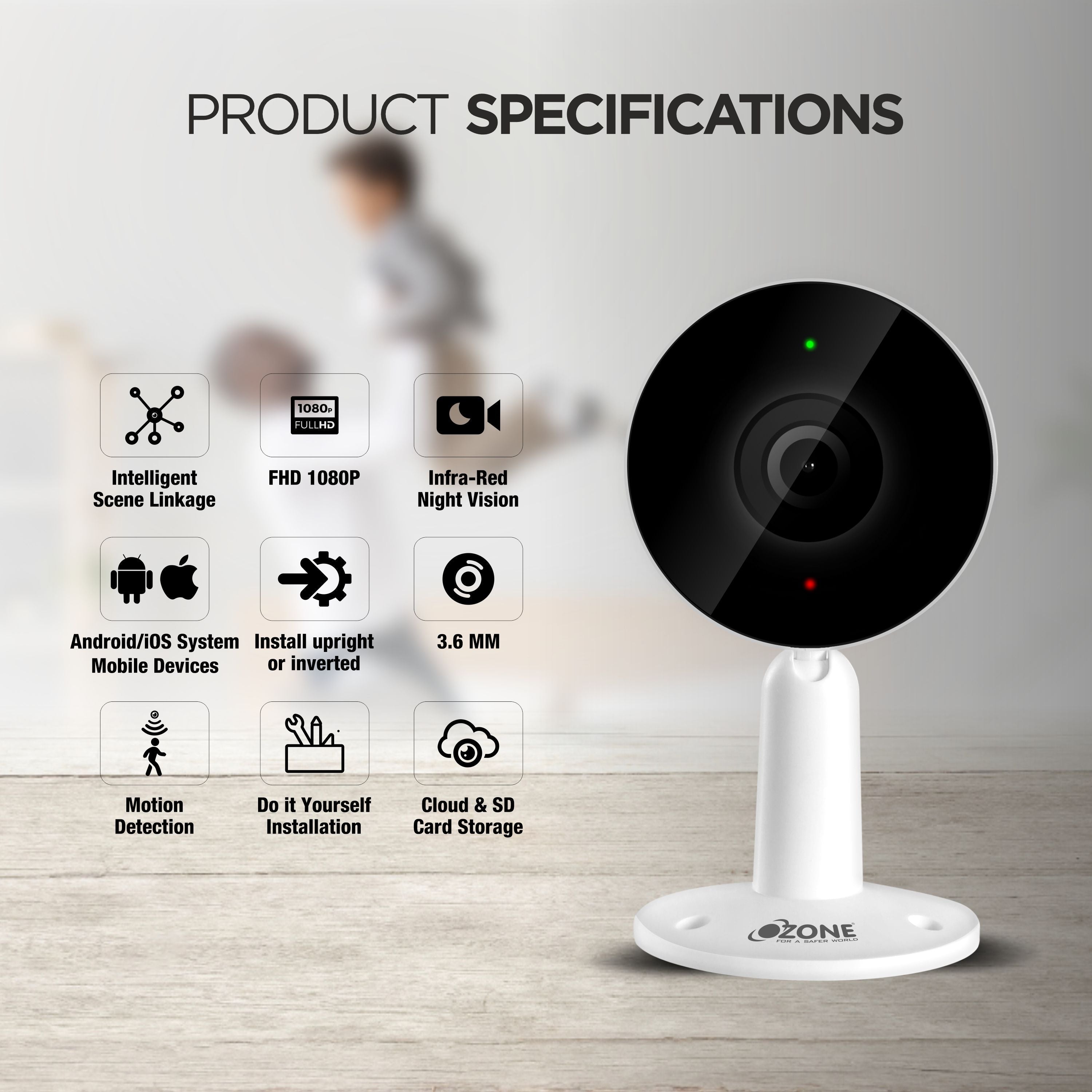 Ozone Smart Indoor Fixed Position Camera - Ozone Group