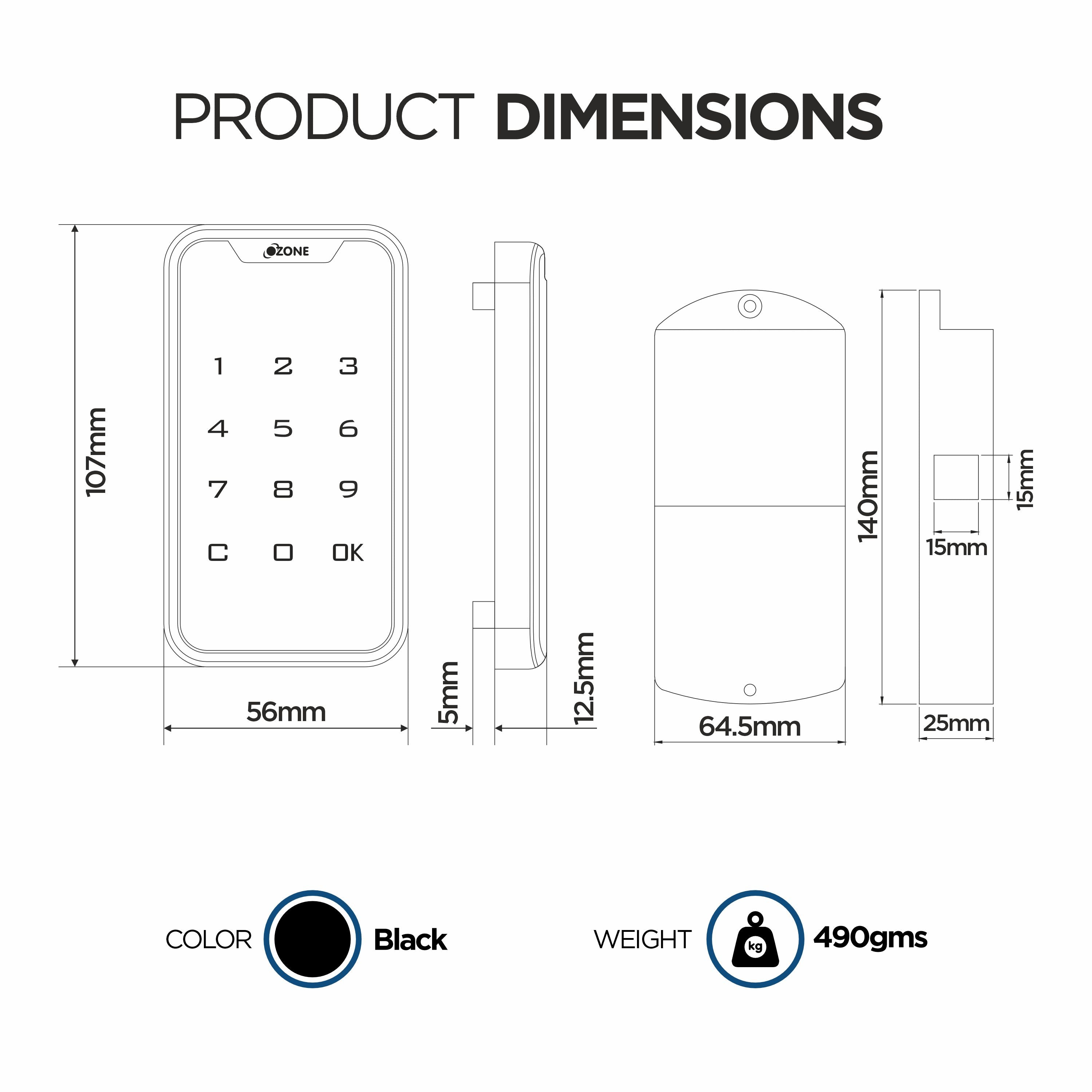 Ozone 201 Smart Furniture Lock with Password Access | For Wooden/Metal Cabinets & Wardrobes - Ozone Group