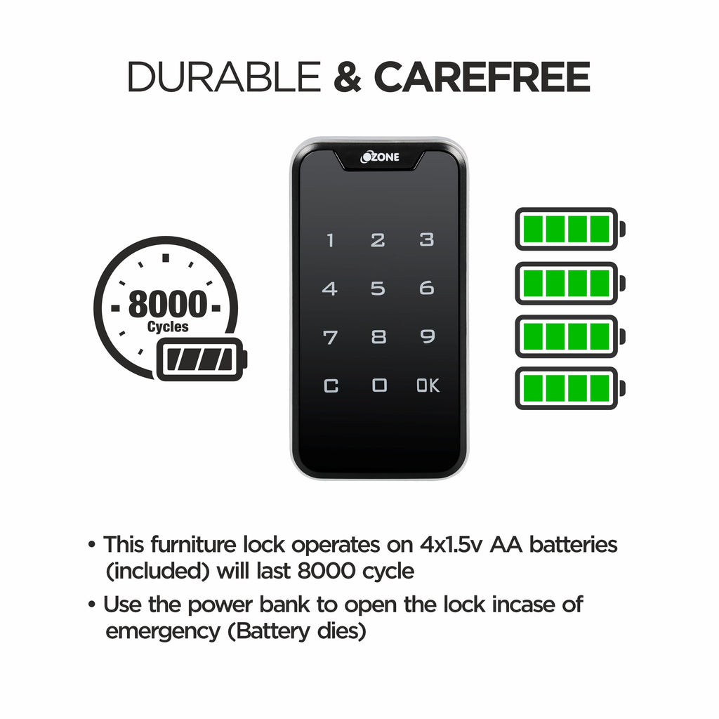 Ozone 201 Life Smart Furniture Lock with Password Access | For Wooden/Metal Cabinets & Wardrobes - Ozone Group