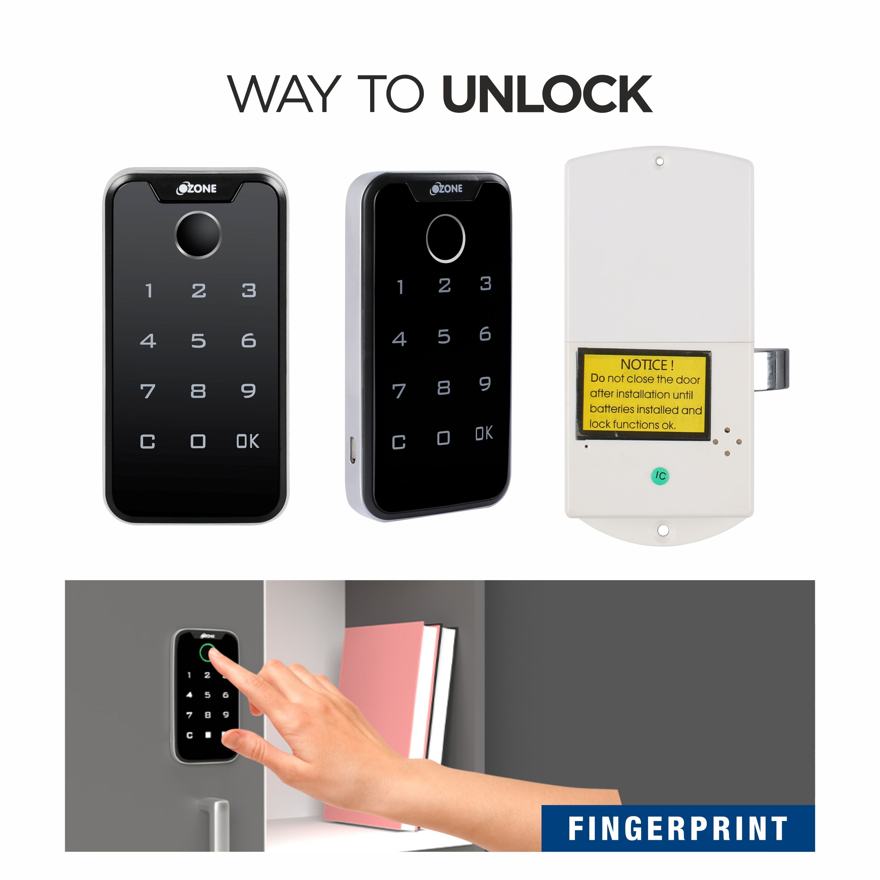 Ozone Smart Furniture Lock with 3-way Access | For Wooden & Metal Cabinets & Drawers - Ozone Group