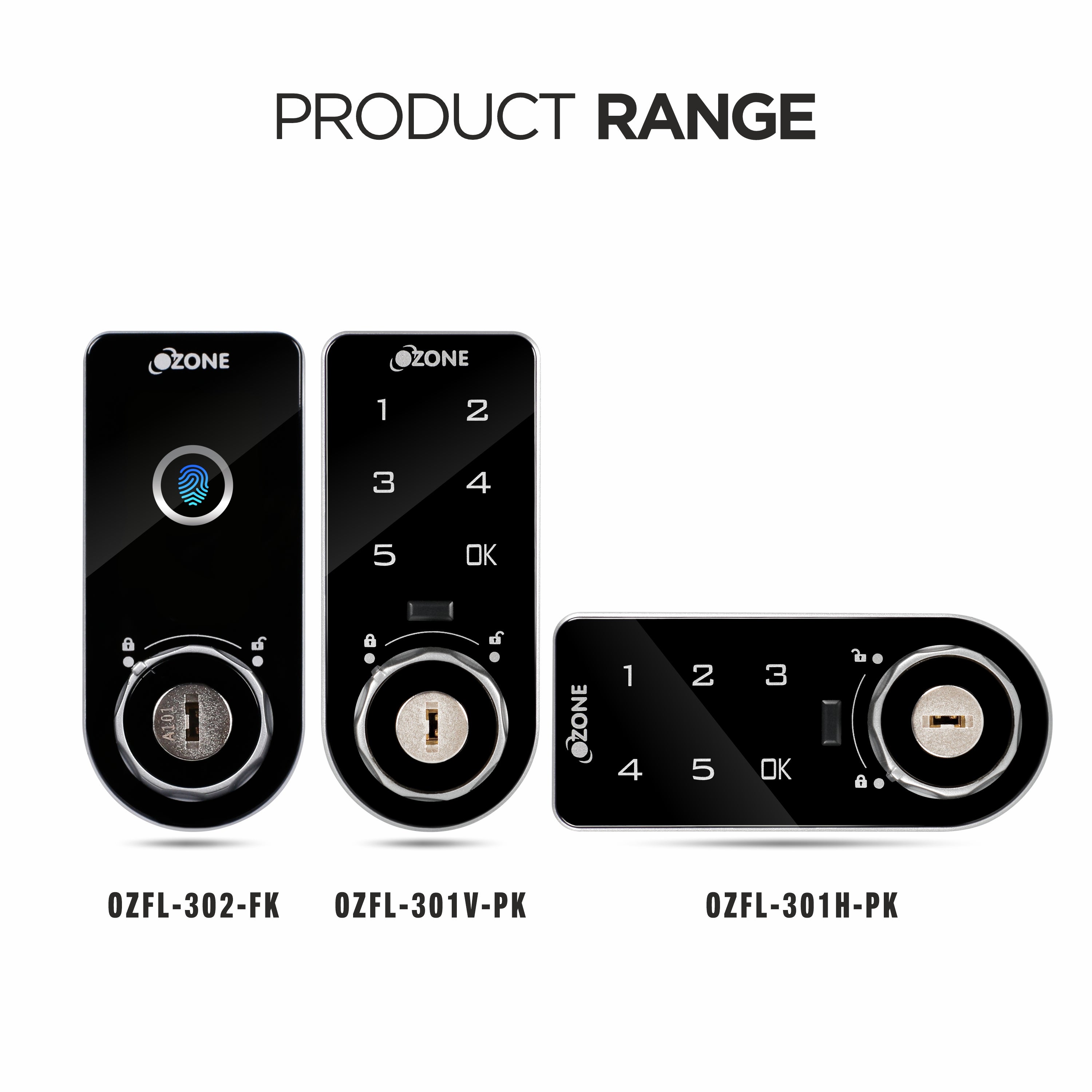 Ozone Smart Furniture Lock with Fingerprint & Key Access | For Wooden/Metal Cabinets & Wardrobes - Ozone Group