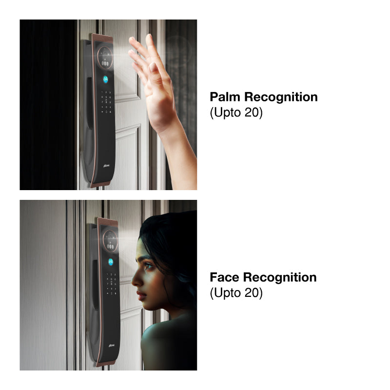 Ozone Iris 3D Facial and Palm Recognition Lock | 7-way Unlocking | Door Thickness: 45-120mmOZ-IRIS-11-LIFE-PLUS STD RG