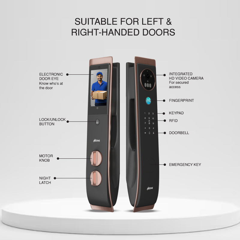 Ozone Iris 3D Facial and Palm Recognition Lock | 7-way Unlocking | Door Thickness: 45-120mmOZ-IRIS-11-LIFE-PLUS STD RG