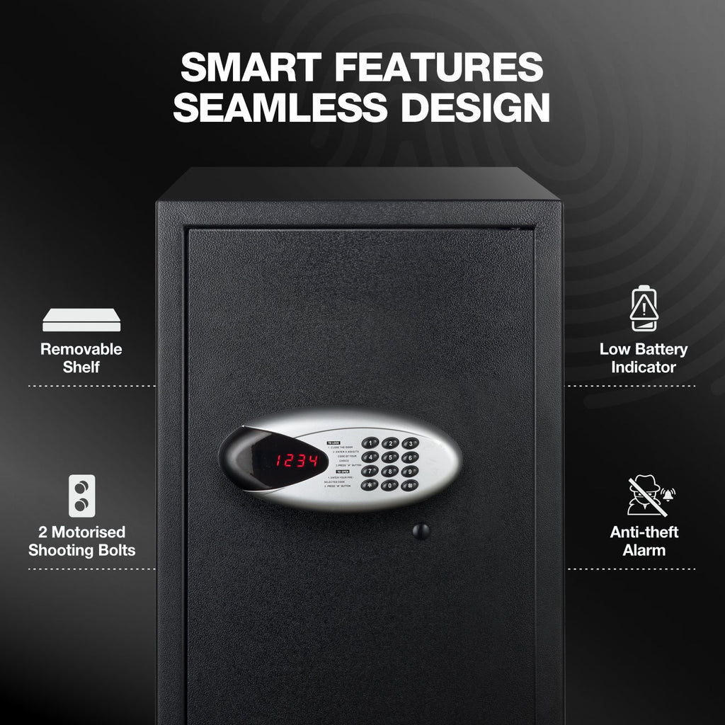 Ozone 55 Litres Digital Safe Locker for Home & Office – Digital Lock, 1-Way Unlocking (Password), Size: 555H x 350W x 360D mm, Weight: 23.8kg, 2-Year Warranty - Ozone Group