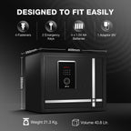 Ozone 40.8 Litres Fingerprint Safe Locker for Home & Office – Fingerprint Lock, 2-in-1 Unlocking (Fingerprint & Password), Size: 350H x 400W x 350D mm, Weight: 21.3kg, 2-Year Warranty