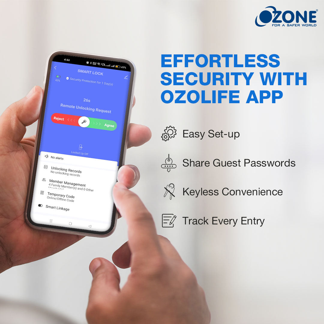 Ozone Morphy Eco Life Wi-Fi Smart Lock with 5-way access | Door Thickness: 35-80 mm