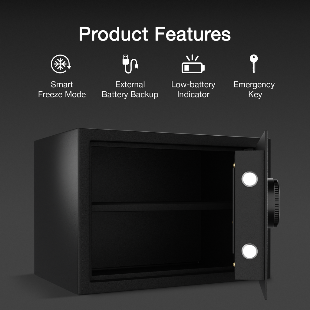 Ozone 16 Litres Digital Safe Locker for Home & Office – Digital Lock, 1-Way Unlocking (Password), Size: 250H x 350W x 250D mm, Weight: 9.5kg, 2-Year Warranty - Ozone Group