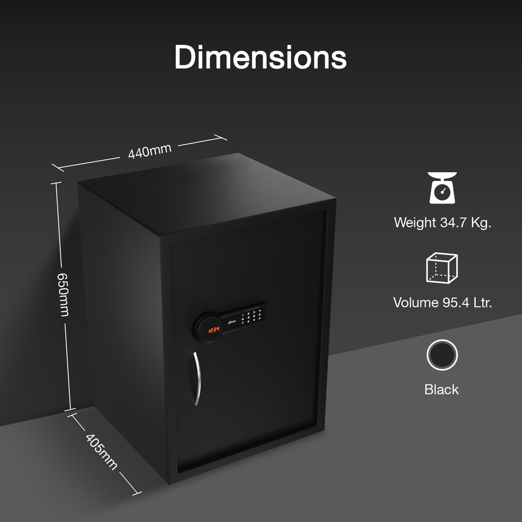 Ozone 95.4 Litres Digital Safe Locker for Home & Office – Digital Lock, 1-Way Unlocking (Password), Size: 650H x 440W x 405D mm, Weight: 34.7kg, 2-Year Warranty - Ozone Group