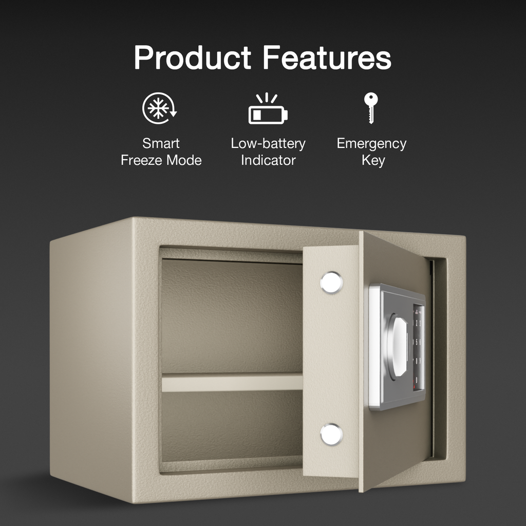Ozone 16.11 Litres Digital Safe Locker for Home & Office – Digital Lock, 1-Way Unlocking (Password), Size: 250H x 350W x 250D mm, Weight: 9.5kg, 2-Year Warranty (White) - Ozone Group