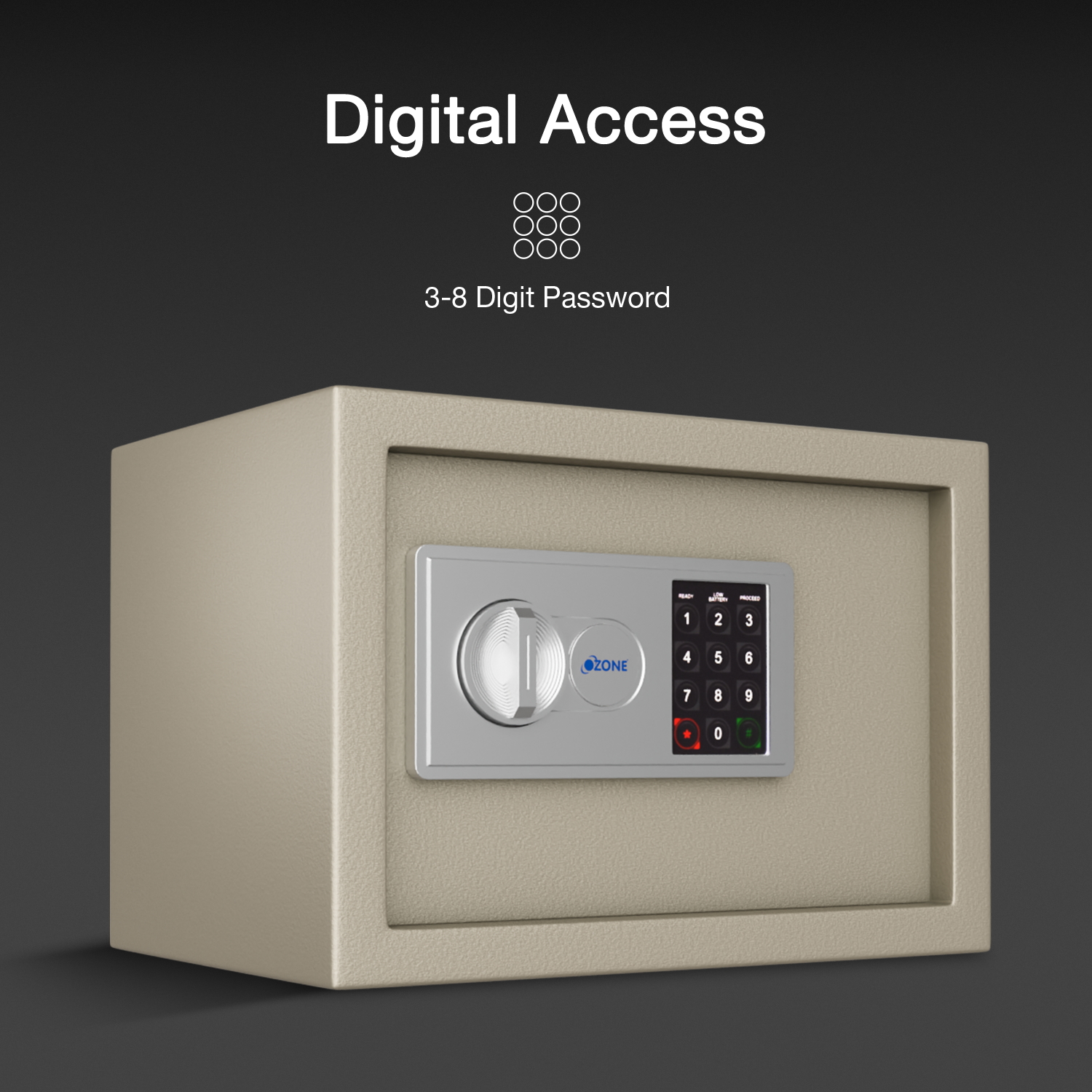 Ozone 16.11 Litres Digital Safe Locker for Home & Office – Digital Lock, 1-Way Unlocking (Password), Size: 250H x 350W x 250D mm, Weight: 9.5kg, 2-Year Warranty (White) - Ozone Group